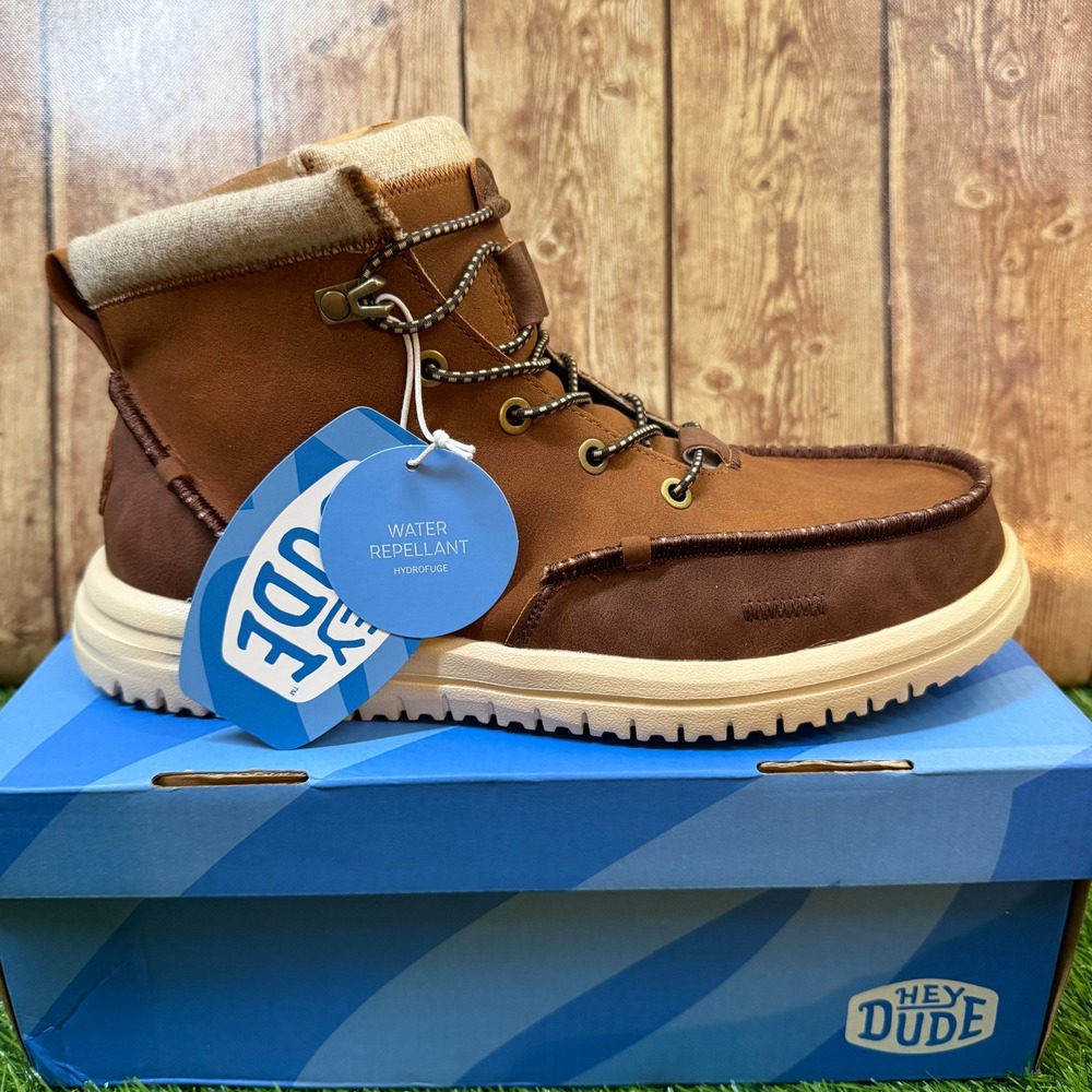 Hey Dude Bradley Classic Tumbled Boots Mens Size 8 Cognac Water Repellent
